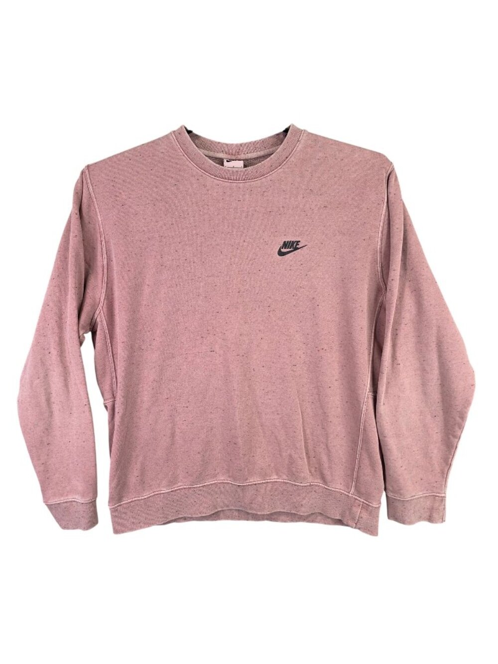 Womens Nike Pink Speckled Crewneck Pullover Fleece Sweatshirt Cotton Blend L